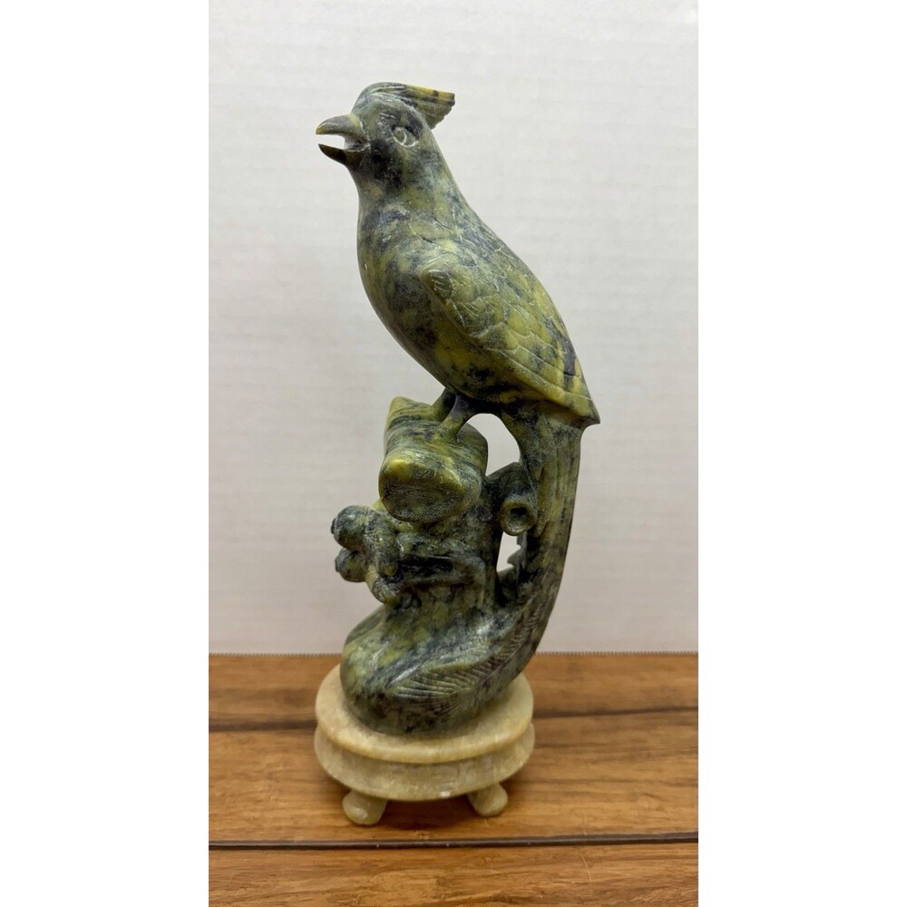 Rare Vintage Chinese Phoenix Bird Soapstone Serpentine Jade Sculpture Carving